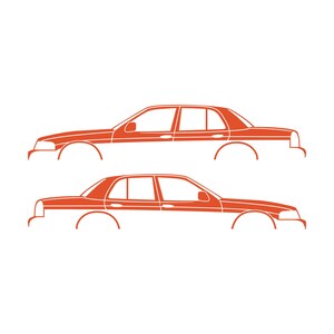 Juego de 2 pegatinas con silueta de coche para Ford Crown Victoria de 2.ª generación Naranja