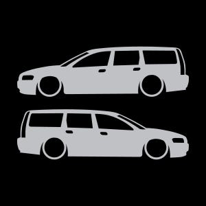 Set Of 2 Car Silhouette Decal Stickers For Volvo V70 T5 R 2nd Gen 2000-07 Silver