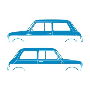 Set Of 2 Car Silhouette Decal Stickers For Classic Mk2 Mini Cooper Hatchback Light Blue