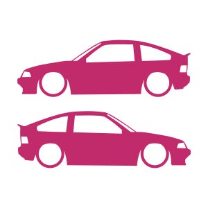 Set Of 2 Lowered Car Silhouette Decal Stickers For Honda CRX Si AF 1984–1987 1st Gen Pink