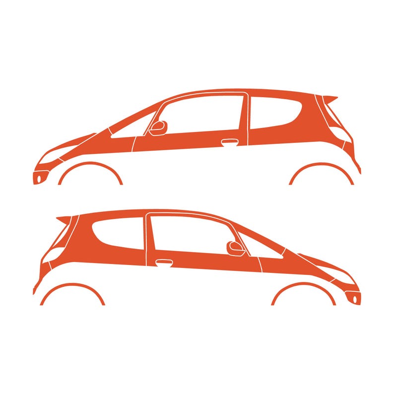 Set Of 2 Car Silhouette Decal Stickers For Mitsubishi Colt CZT Orange