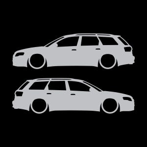 Conjunto de 2 adesivos com silhueta de carro rebaixado para Audi A4 S4 B7 Avant Prata