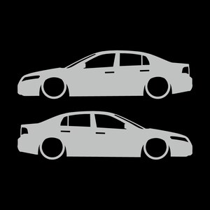Set Of 2 Lowered Car Silhouette Decal Stickers For Acura TL UA6 2004-08 3rd Gen Sedan Light Grey