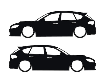 Set Of 2 Lowered Car Silhouette Decal Stickers For Subaru Impreza WRX STI 3rd Gen Hatch GH Hatchback