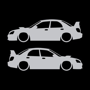 Ensemble de 2 autocollants silhouette de voiture abaissée pour Subaru Impreza WRX 2e génération BLOB EYE Argent