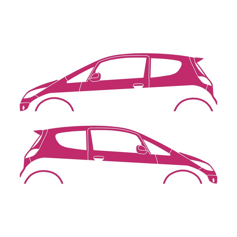 Set Of 2 Car Silhouette Decal Stickers For Mitsubishi Colt CZT Pink