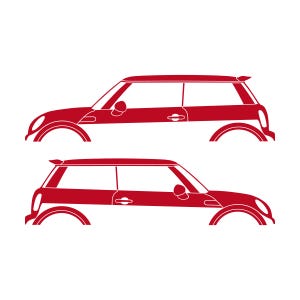 Set Of 2 Car Silhouette Decal Stickers For Mini Cooper S R56 - Mk2 - 2nd Gen Red