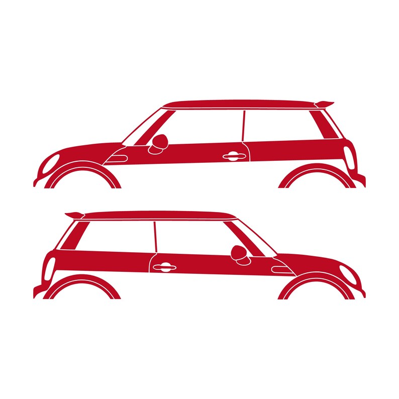 Set Of 2 Car Silhouette Decal Stickers For Mini Cooper S R56 - Mk2 - 2nd Gen Red