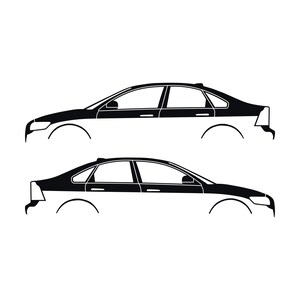 Set Of 2 Car Silhouette Decal Stickers For Volvo S40 2nd Gen Black