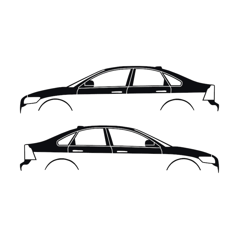 Set Of 2 Car Silhouette Decal Stickers For Volvo S40 2nd Gen Black