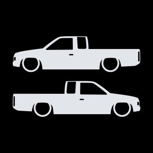 Set Of 2 Lowered Truck Silhouette Decal Stickers For Nissan Hardbody Ext Cab D21 Pickup White