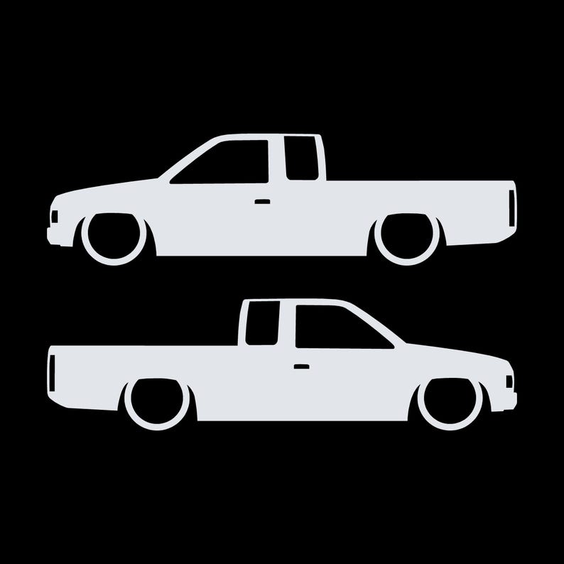 Set Of 2 Lowered Truck Silhouette Decal Stickers For Nissan Hardbody Ext Cab D21 Pickup White