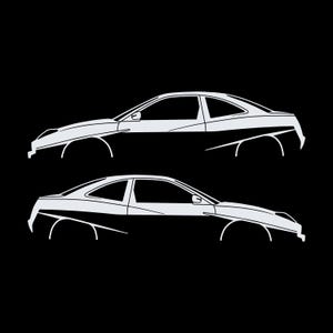 Set Of 2 Lowered Car Silhouette Decal Stickers For Fiat Coupe image 3