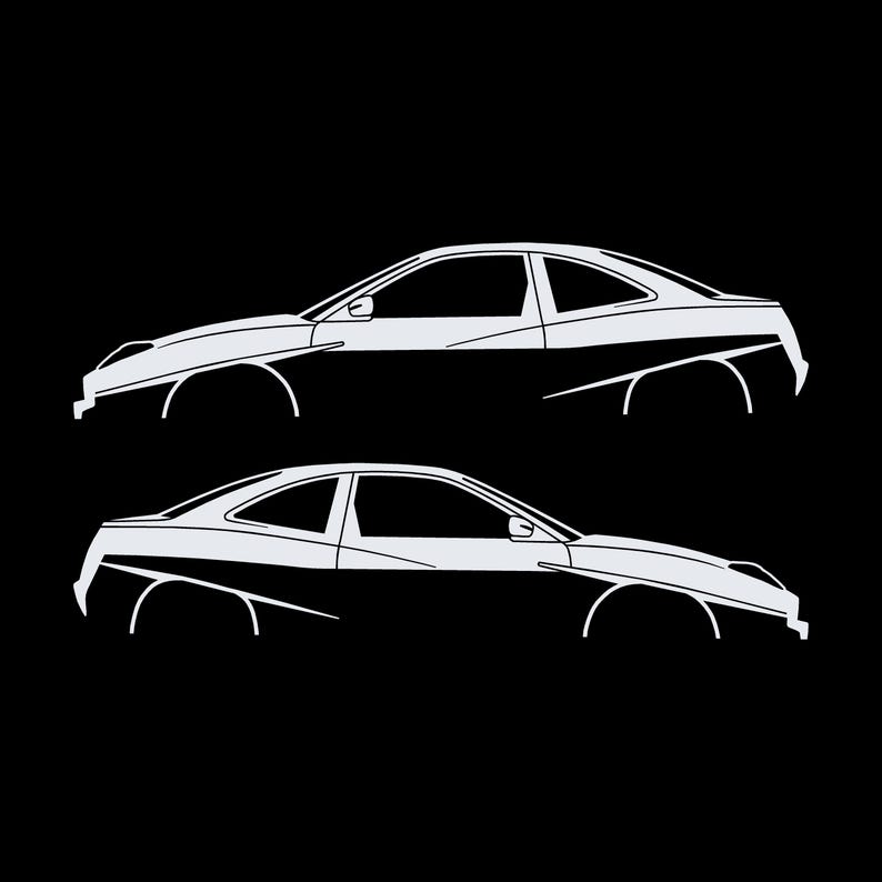 Set Of 2 Lowered Car Silhouette Decal Stickers For Fiat Coupe image 3