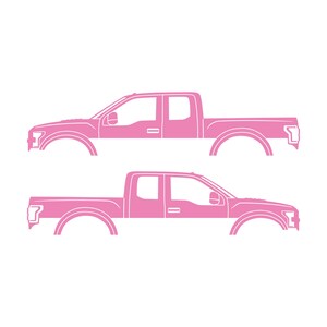Set Of 2 Car Silhouette Decal Stickers For Ford Raptor F150 2nd Gen 2017 Soft Pink