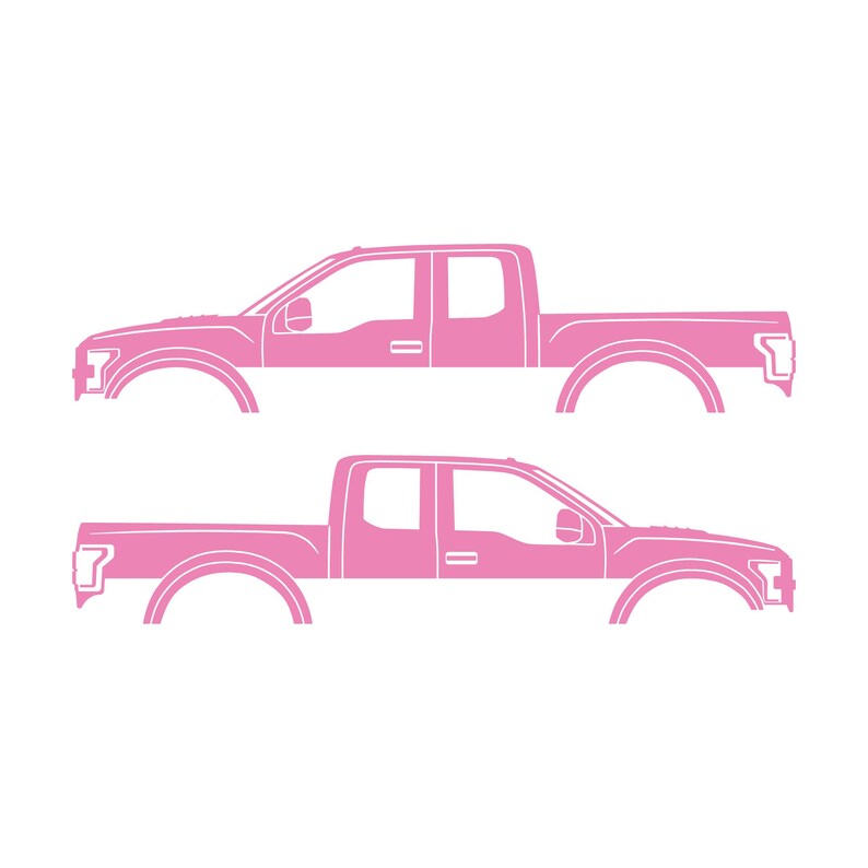 Set Of 2 Car Silhouette Decal Stickers For Ford Raptor F150 2nd Gen 2017 Soft Pink