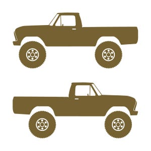 Set Of 2 Car Silhouette Decal Stickers For Ford F100 6th Gen Long Bed Gold