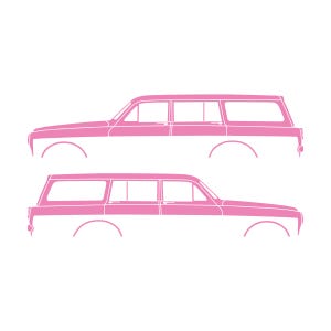 Juego de 2 pegatinas con silueta de coche para Volvo Amazon 122 Wagon Soft Pink