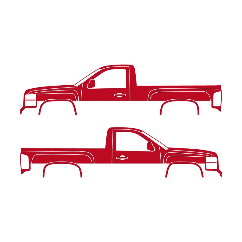 Set mit 2 Auto-Silhouette-Aufklebern für Chevrolet Silverado 2007-13 Einzelkabine Rot