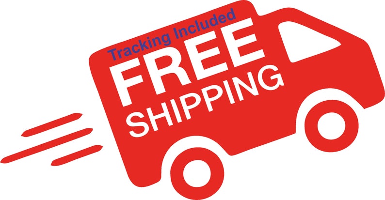 May include: A red delivery truck graphic with the words "FREE SHIPPING" in large white letters. The text "Tracking Included" is above the truck in blue. The image is on a black background.
