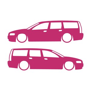 Set Of 2 Car Silhouette Decal Stickers For Volvo V70 T5 R 2nd Gen 2000-07 Pink