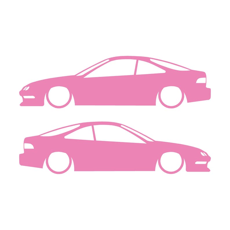 Set mit 2 Aufklebern für tiefergelegte Fahrzeuge für Acura Integra DC2 Coupé der 3. Generation Soft Pink