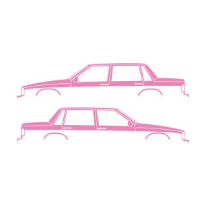Set Of 2 Car Silhouette Decal Stickers For Volvo 744 Sedan Soft Pink