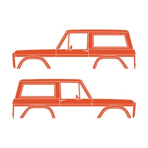 Set Of 2 Car Silhouette Decal Stickers For Classic Ford Bronco 1st Gen Top Removed Orange