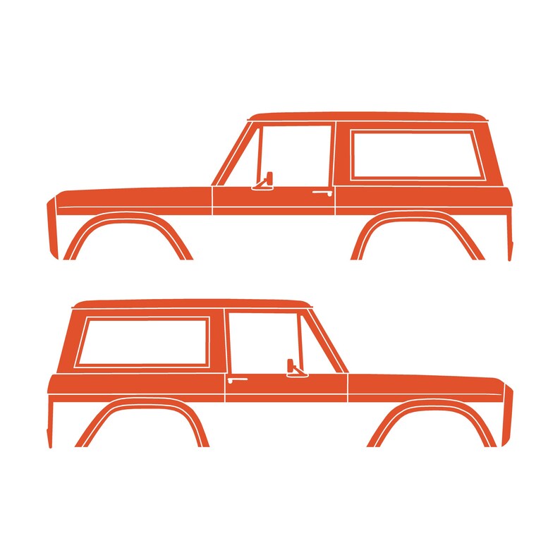 Set Of 2 Car Silhouette Decal Stickers For Classic Ford Bronco 1st Gen Top Removed Orange