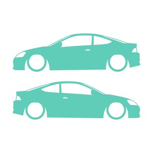 Set Of 2 Lowered Car Silhouette Decal Stickers For Acura RSX DC5 Coupe Mint