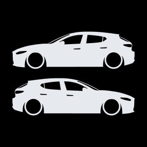 Set mit 2 Aufklebern für tiefergelegte Fahrzeuge für Mazda 3 BP 4. Generation 2019 Weiß