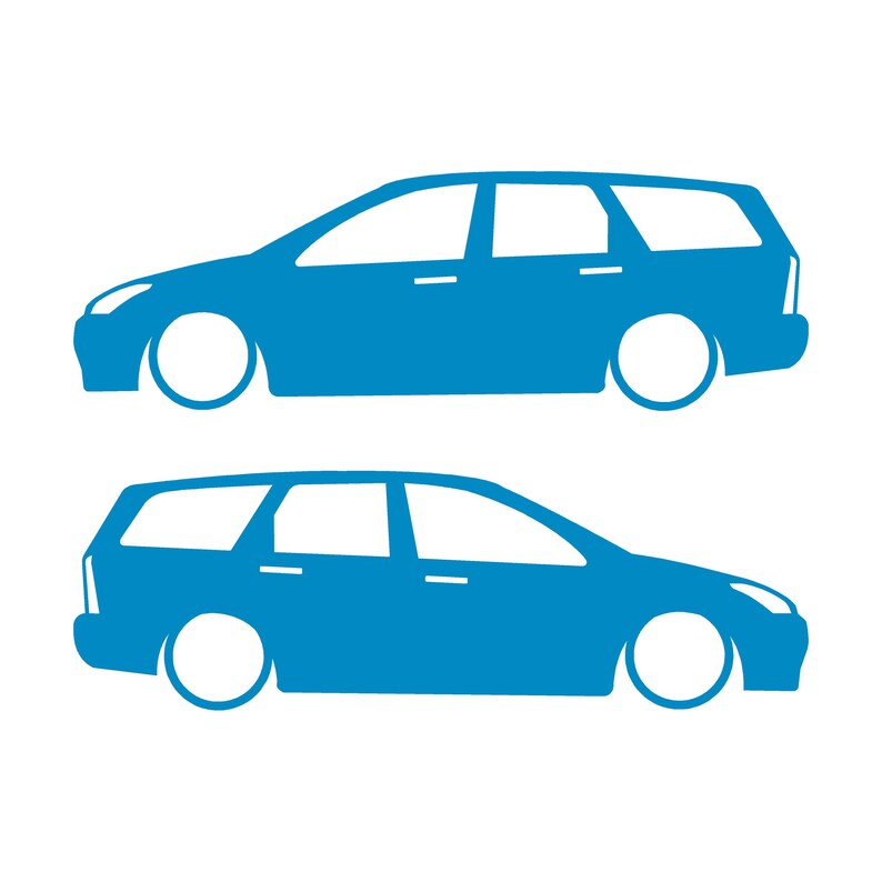 Set Of 2 Car Silhouette Decal Stickers For Ford Cortina Mk1 Estate Wagon Light Blue