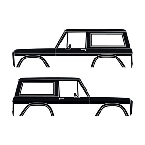 Set Of 2 Car Silhouette Decal Stickers For Classic Ford Bronco 1st Gen Top Removed Black