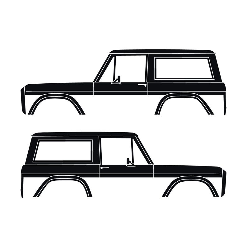 Set Of 2 Car Silhouette Decal Stickers For Classic Ford Bronco 1st Gen Top Removed Black