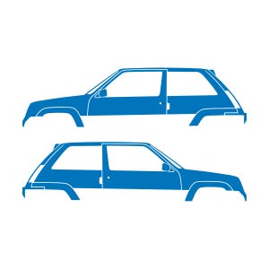 Set Of 2 Car Silhouette Decal Stickers For Renault 5 GT Turbo Sky Blue