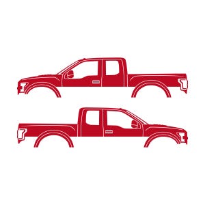 Set Of 2 Car Silhouette Decal Stickers For Ford Raptor F150 2nd Gen 2017 Red