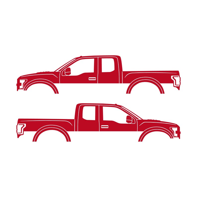 Set Of 2 Car Silhouette Decal Stickers For Ford Raptor F150 2nd Gen 2017 Red