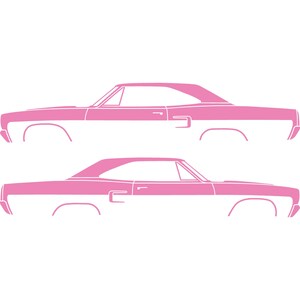 Set Of 2 Car Silhouette Decal Stickers For Classic Muscle For Plymouth Satellite 1973-74 Soft Pink