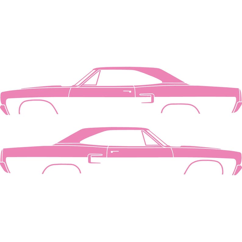 Set Of 2 Car Silhouette Decal Stickers For Classic Muscle For Plymouth Satellite 1973-74 Soft Pink