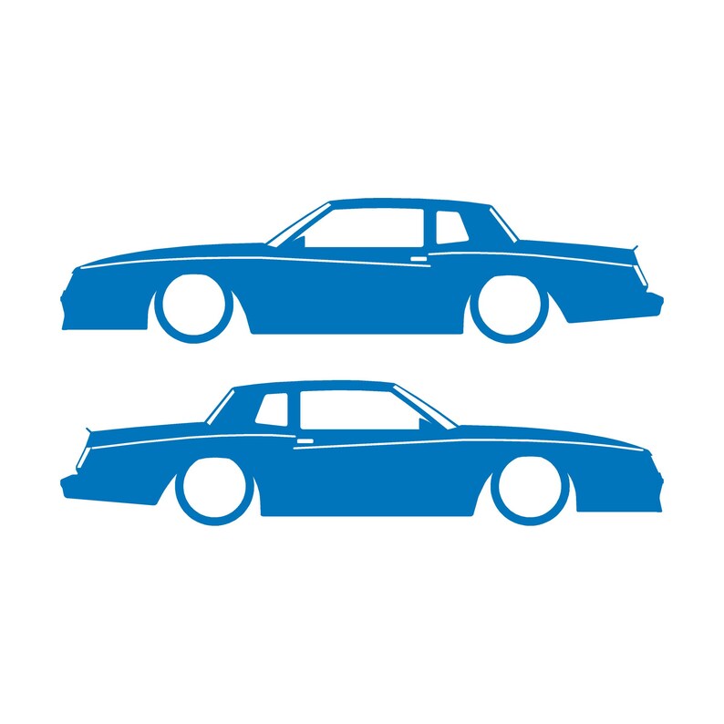Set Of 2 Car Silhouette Decal Stickers For Chevrolet Monte Carlo SS 4th Gen Outline Coupe Sky Blue