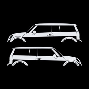 Set Of 2 Car Silhouette Decal Stickers For Mini Clubman R55 - 1st Gen 2007-14 White