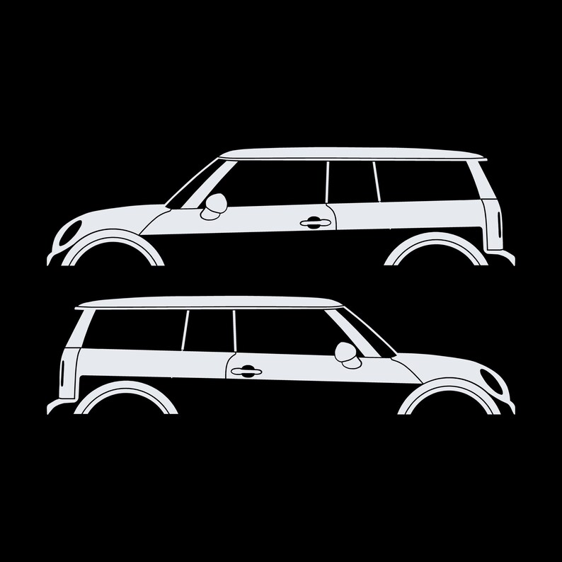 Set Of 2 Car Silhouette Decal Stickers For Mini Clubman R55 - 1st Gen 2007-14 White