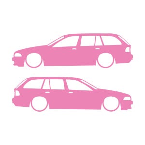BMW E39 5シリーズ ツーリング用 車のシルエットデカールステッカー 2枚セット Soft Pink