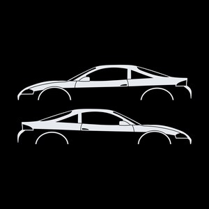 Set Of 2 Car Silhouette Decal Stickers For Mitsubishi Eclipse 2nd Gen 2Gb 1997-99 GS-T GSX White