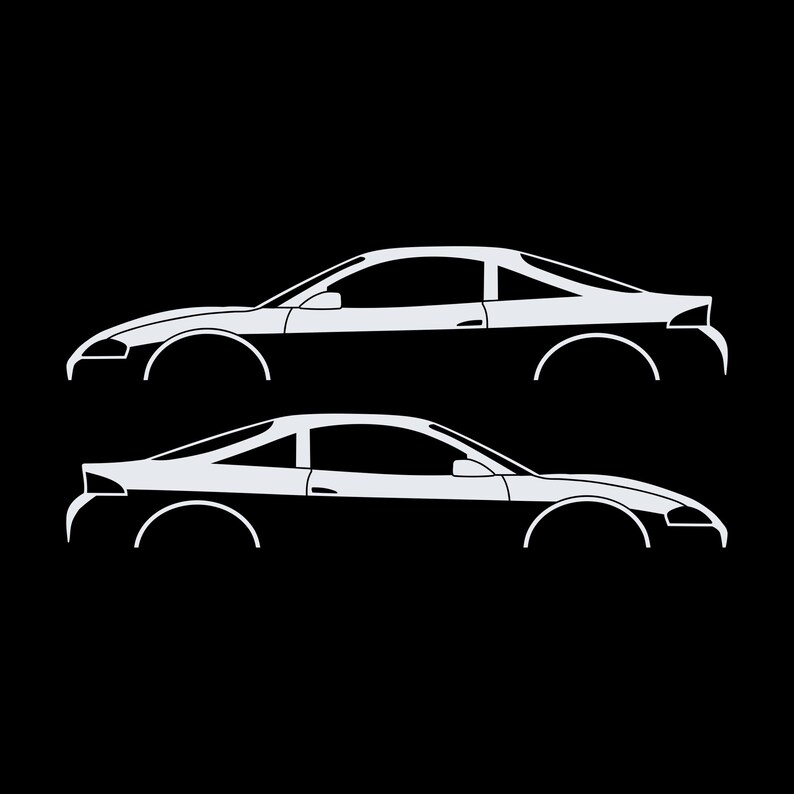 Set Of 2 Car Silhouette Decal Stickers For Mitsubishi Eclipse 2nd Gen 2Gb 1997-99 GS-T GSX White