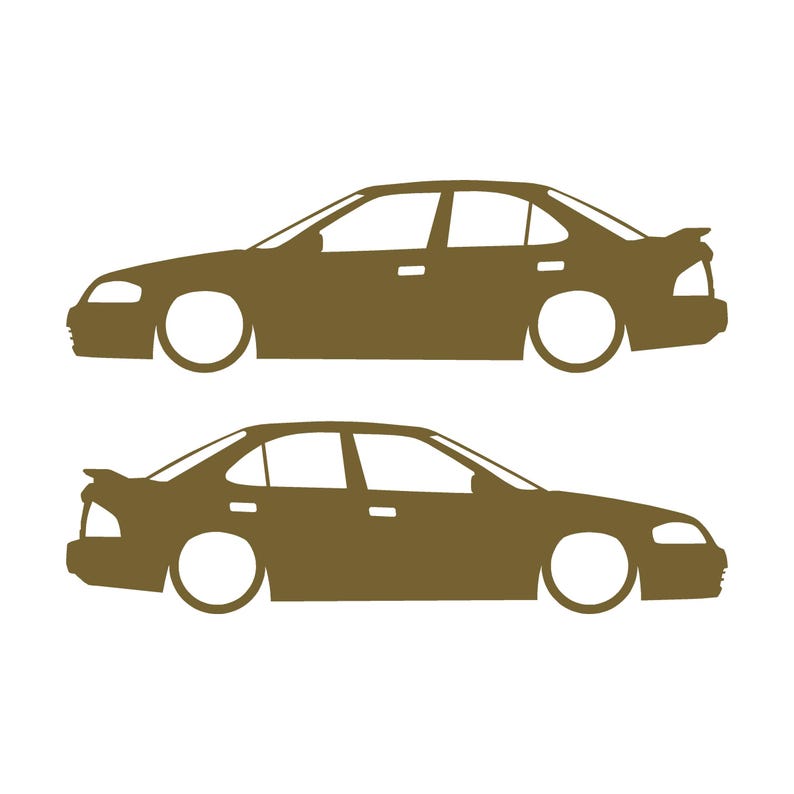 Juego de 2 pegatinas con silueta de coche para Nissan Sentra SE-R B15 Oro