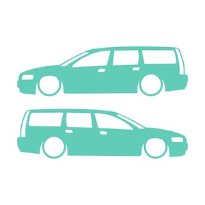 Set Of 2 Car Silhouette Decal Stickers For Volvo V70 T5 R 2nd Gen 2000-07 Mint