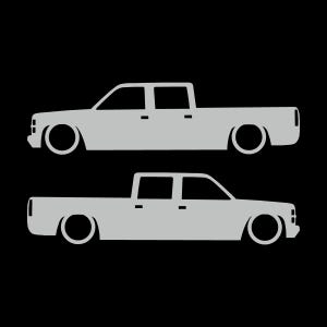 Set mit 2 Aufklebern für tiefergelegte Fahrzeuge für Chevrolet Silverado C1500 Crew Cab 1987-98 Light Grey