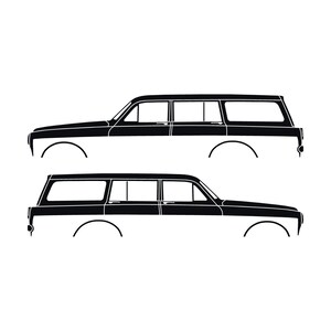 Juego de 2 pegatinas con silueta de coche para Volvo Amazon 122 Wagon Negro