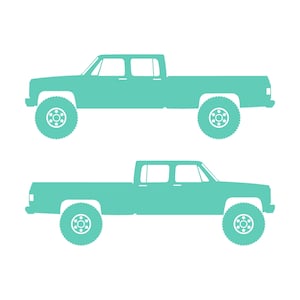 Conjunto de 2 adesivos com silhueta de carro para caminhonete Chevrolet C30 Dually Classic C10 de 3ª geração Mint
